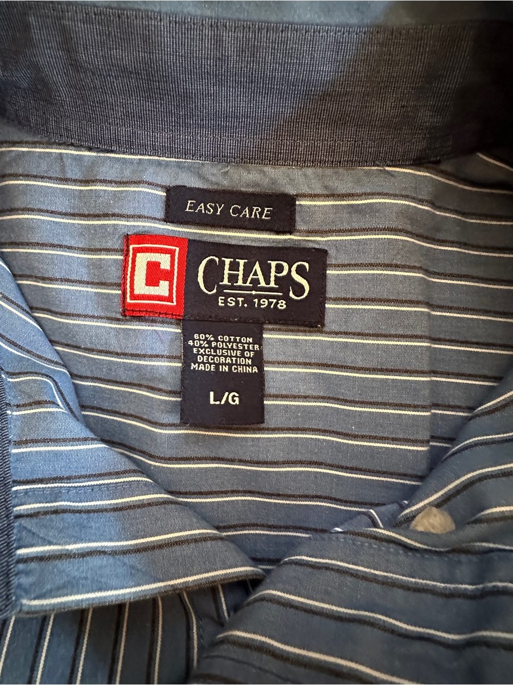 Chaps Light Blue Striped Button-Up Shirt